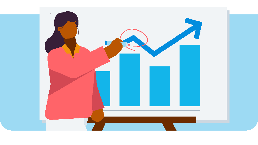 A person circling data on a graph