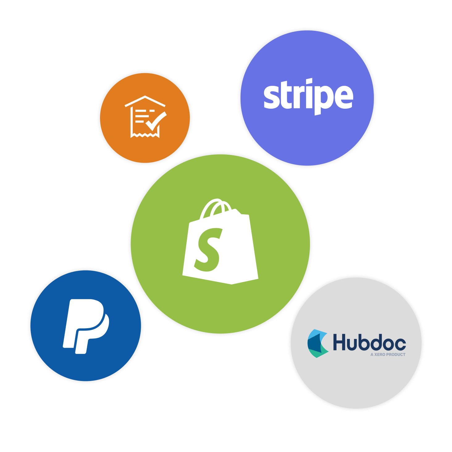 Logos of several popular apps, aincluding Shopify and Stripe that connect to Xero.