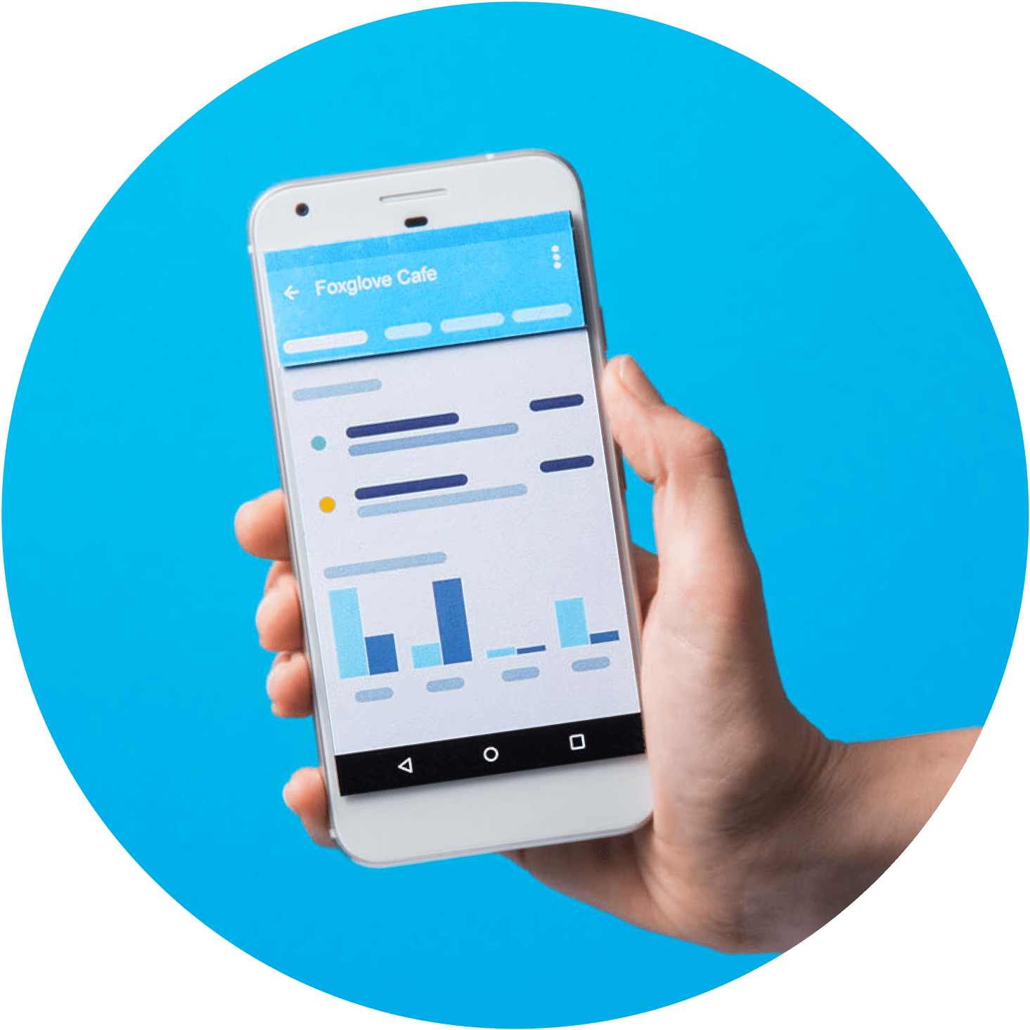 A mobile app displays on the screen of a phone, ready for use at home or on the go.