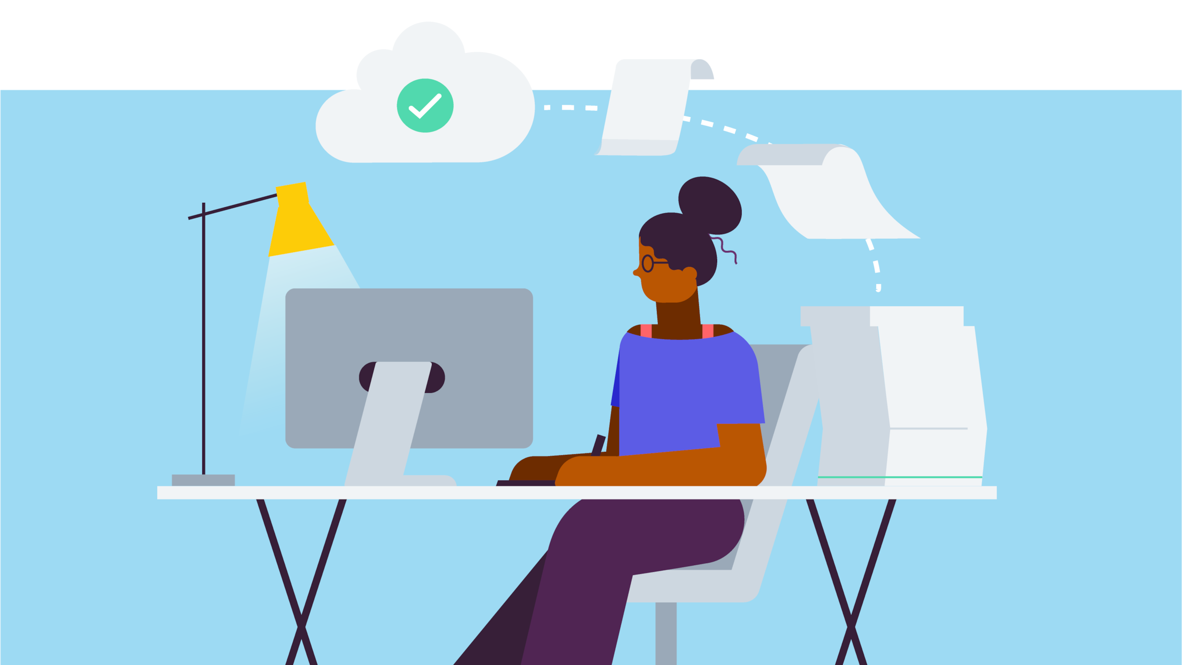 A small business owner using cloud computing