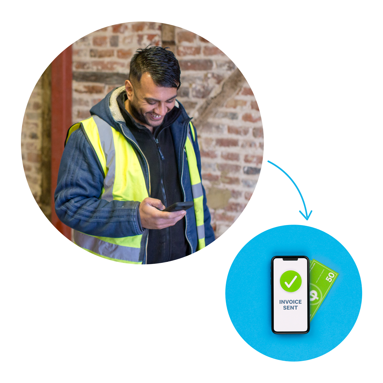 Small business owner receives confirmation of invoice sent.  The invoice app for iPhone makes it easy.