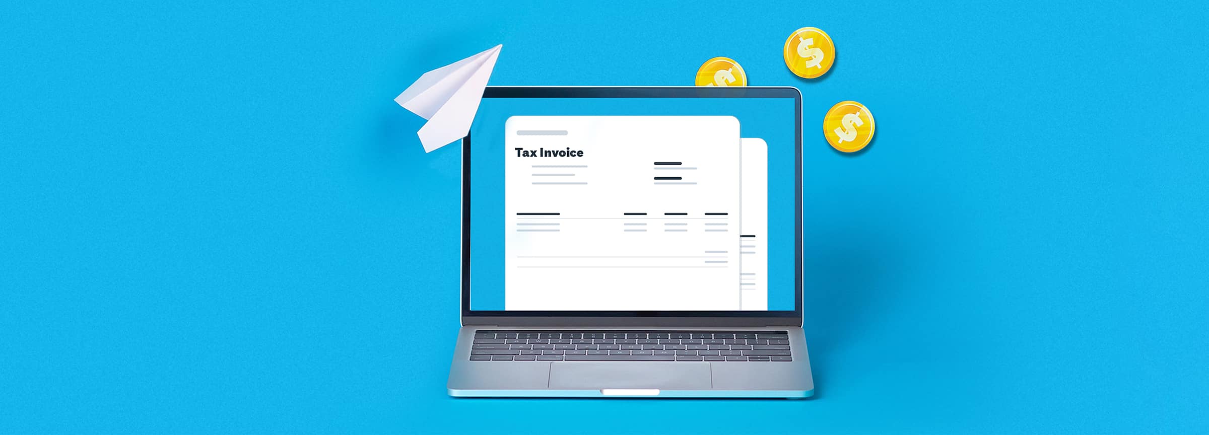 A laptop displaying an invoice