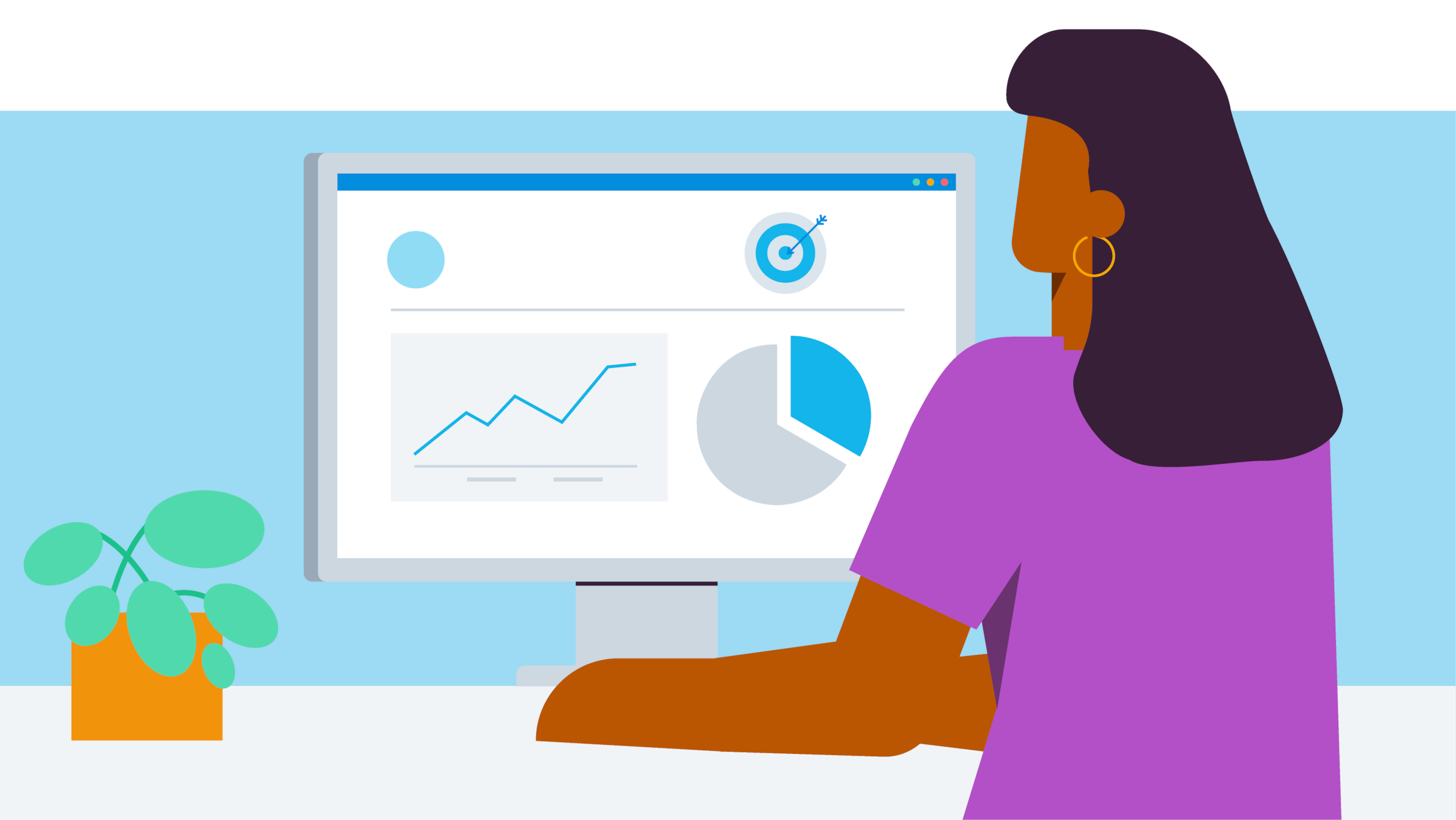 A small business owner studying KPIs on their computer