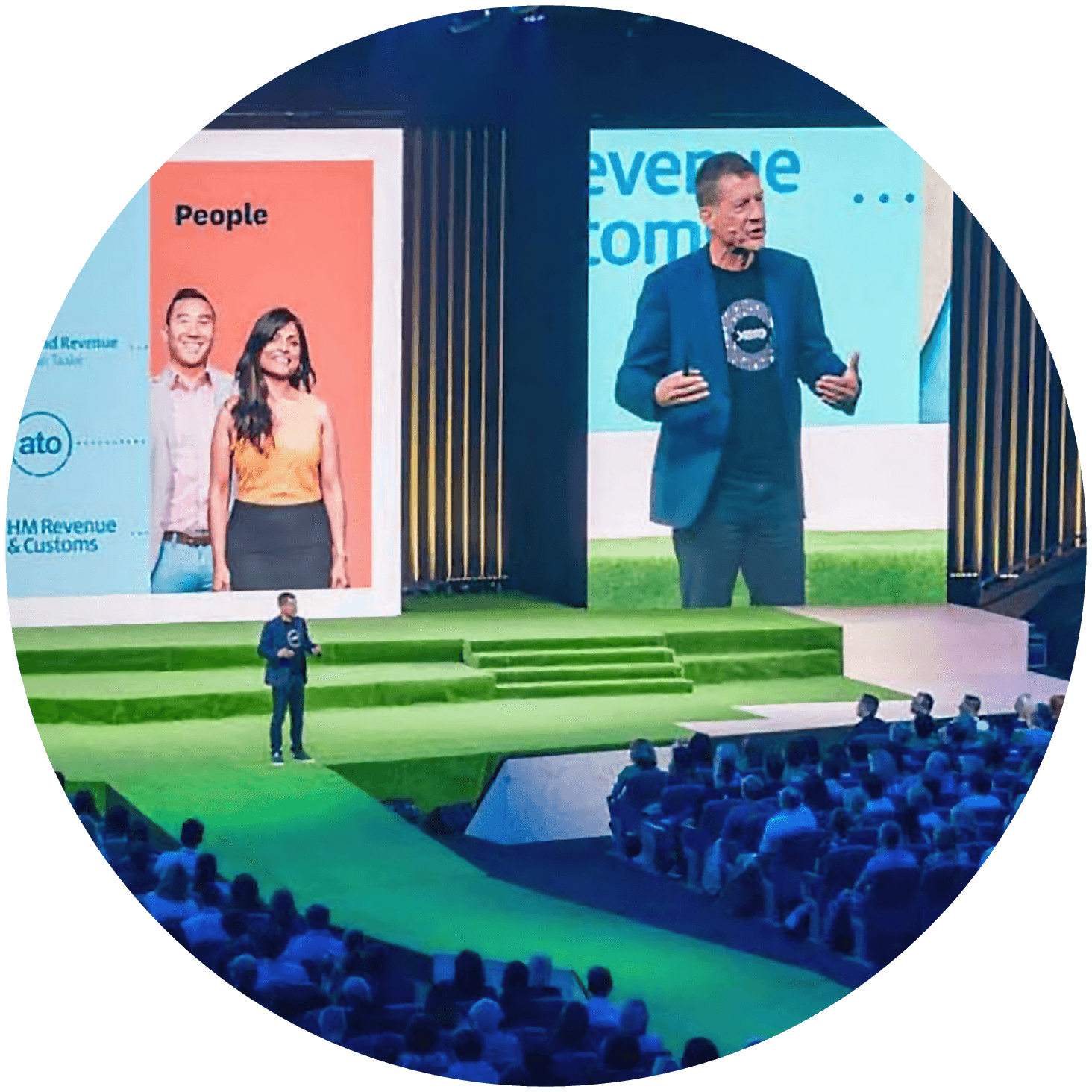 Xero’s chief executive officer Steve Vamos makes a product announcement at a gathering.