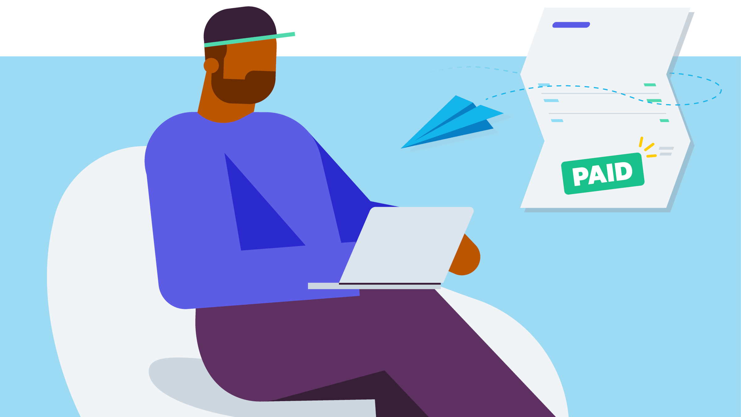 Small business owner creating an invoice