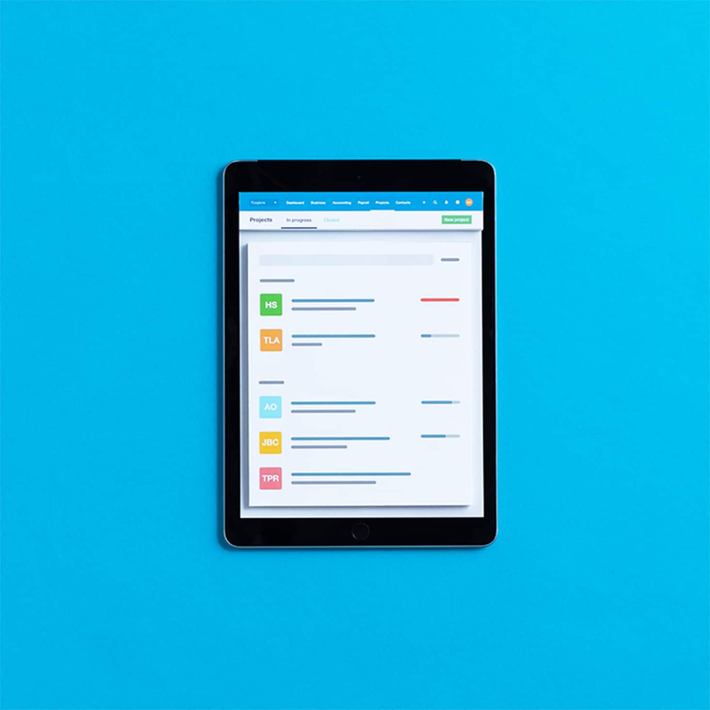 Xero’s project software in progress displayed on a tablet.