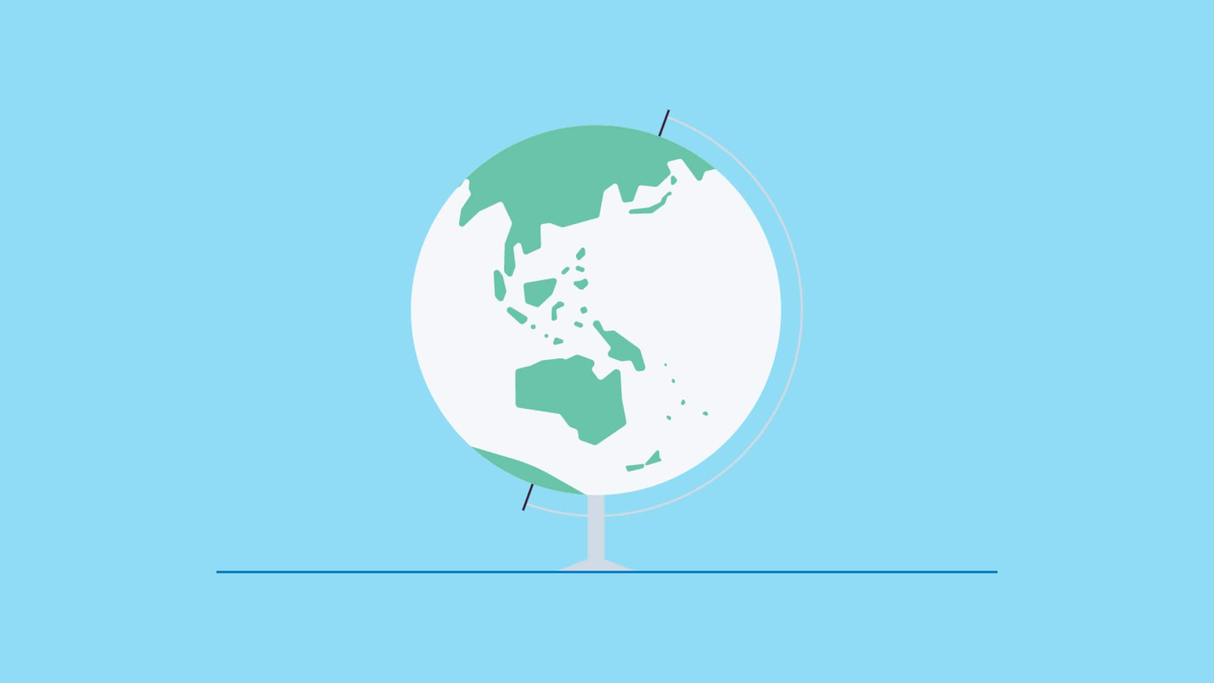A revolving globe of the world on a stand
