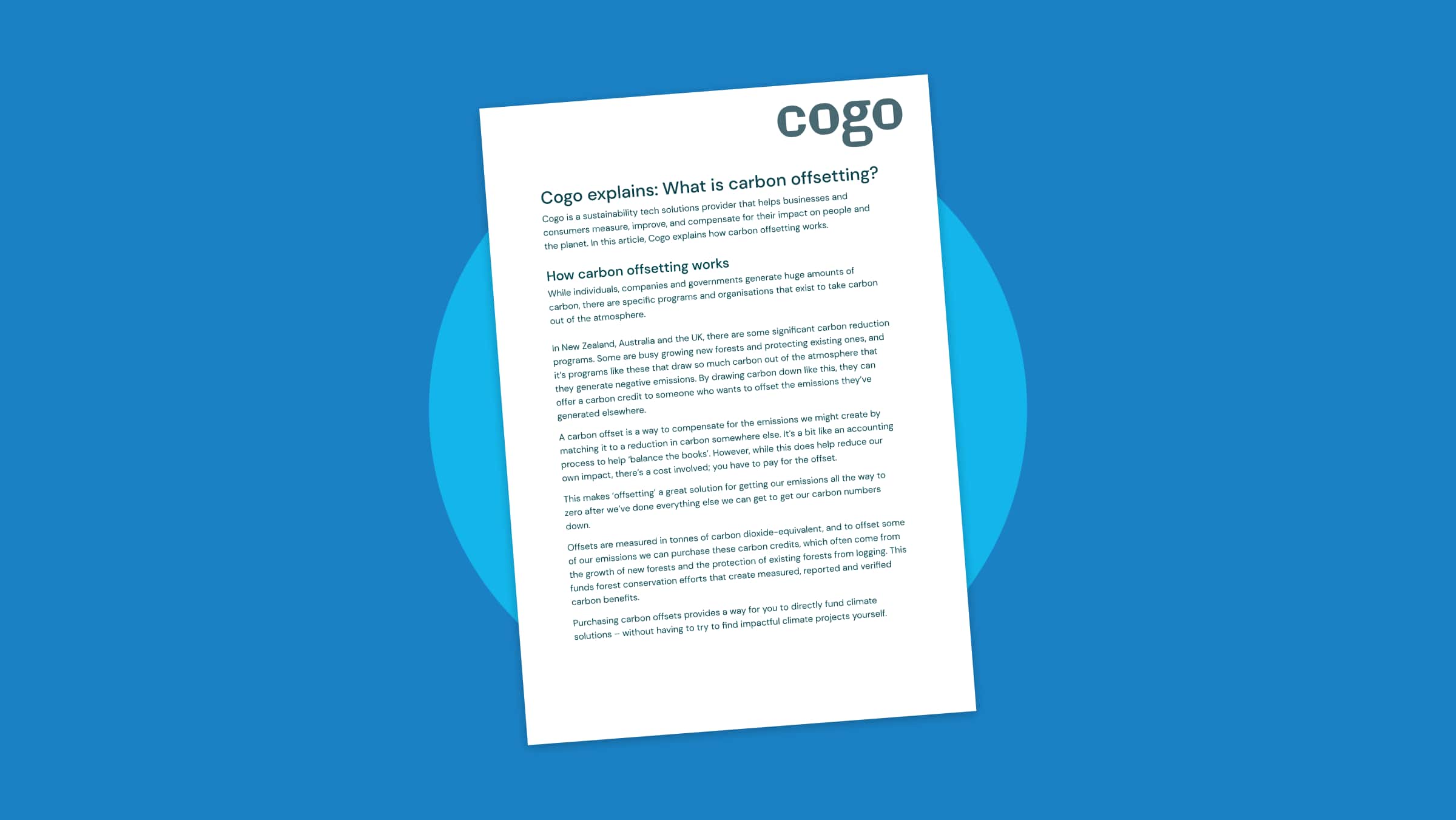 Cogo explains what carbon offsetting is