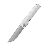 Petrified fish PFB04 Tena Folding Knife, 3.82' D2 Steel Satin Blade G10 Handle Pocket Folding knife for EDC Camping Outdoor (White Satin)