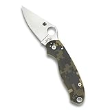Spyderco Para 3 Camo 7.24' Signature Knife with 2.95' Stainless Steel Blade and Durable G-10 Handle - PlainEdge Serration - C223GPCMO