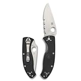 Spyderco Tenacious Folding Pocket Knife with 3.3' 8Cr13MoV Steel Blade and FRN Handle - EDC Knife for Men and Women, Perfect for Hunting, Tactical, Camping, Survival, Hiking - PlainEdge - C122PBK