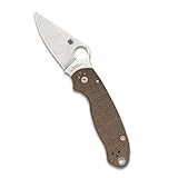 Spyderco Para 3 Folding Utility Pocket Knife - Ideal for Everyday Carry and Outdoor Adventures - Brown Canvas Micarta Handle, PlainEdge, 7.2-Inch Overall Length, 2.93-Inch Blade - C223MPCW