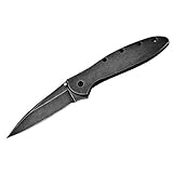 Kershaw Leek, BlackWash Pocket Knife (1660BLKW); 3 Sandvik 14C28N Steel Blade, 410 Stainless Steel Handle, BlackWash Finish, SpeedSafe Assisted Open, Frame and Tip Locks, Reversible Pocketclip; 3 OZ