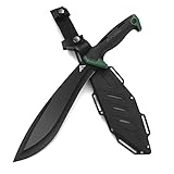 FLISSA Machete, 11'' Fixed Blade Camp Knife, Bolo Machete for Clearing Brush, Patented Shock Absorbing Air Tech Handle, Ideal for Gardening, Bushcraft and Outdoor, Molded Sheath Included