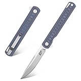 Eafengrow EF16 Folding Knife Flipper Ball Bearing Point D2 Blade G10 Handle with Pocket Clip Everday Carry Pocket Knife Liner Lock Camping Tactical Outdoor Multitool (Gray Blue)