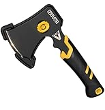 LEXIVON V-ONE Survival Hatchet, 9.5' Full Tang Lightweight Axe | 6mm Stainless Steel Electro-Black Finish Blade, Ergonomic Bi-Material Grip Handle | Protective Slim Sheath Included (LX-VONE-PP)