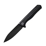 Petrified fish PF818,3.54' D2 Blade,104g G10 Handle Flipper Folding knife (Carbon fiber with G10 handle, Black stonewashed)
