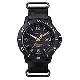 Timex Men's TW2U30300 Expedition Gallatin Solar Black Fabric Slip-Thru Strap Watch,Black/Orange