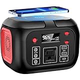 SinKeu 200W Portable Power Station with AC Outlet, 155Wh Power Station with Fast Wireless Charger, 42000mAh Power Bank, DC, USB QC3.0, LED Flashlights Backup for Outdoor Camping Home Emergency