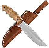 BPSKNIVES HK6 - Handmade Stainless Steel Knife - Fixed Blade Full Tang Bushcraft Knives - Scandinavian Camping Hunting Knife With Leather Sheath - Utility Outdoor Knives