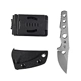 Petrified fish PFE13 Bison Fixed Blade Knife, 2.4' 14C28N Stonewashed Blade, 2.52oz 14C28N Handle Fixed Blade Knife for Camping EDC Outdoor (White Stonewashed)