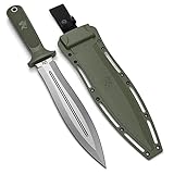 ODENWOLF W-SowCatcher Fixed Blade Knife with Sheath - Large Hunting Knife made of D2 steel - Big Fixed Blade Double Edge Knife with TPE Handle
