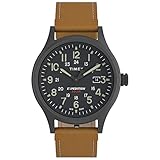 Timex Men's Expedition Scout Solar 40mm Watch – Gunmetal Case Gray Dial with Tan Genuine Leather Strap