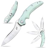 Eafengrow EF951 Folding Knife,D2 Blade and G10 Handle with Liner Lock Ball Bearing Pocket Knife EDC Tool for Outdoor Camping Survival(Jade)
