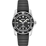 Seiko SNE573 Watch for Men - Prospex Collection - Solar Powered, Stainless Steel Case with Black Silicone Strap, Black Dial, and 200m Water Resistant