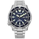 Citizen Men's Promaster Dive Fugu Automatic Watch, Stainless Steel, Luminous, ISO Compliant, Silver/Blue Dial (Model: NY0136-52L)