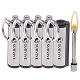 SURVIVE Permanent Match, Pack of 5, The Forever Lighter, Emergency Waterproof Fire Starter Striker Set, Metal Keychain Unlimited Strike Anywhere Stick