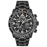 Citizen Men's Promaster Air Skyhawk Eco-Drive Pilot Watch, Atomic Timkeeping Technology, Chronograph, Power Reserve Indicator, Ana-digi Display, Luminous Hands and Markers, Anti-Reflective Crystal, Black Ion-Plated
