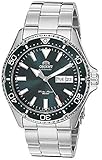 Orient Men's Kamasu Japanese-Automatic Diving Watch with Stainless-Steel Strap, Silver, 22 (Model: RA-AA0004E19A), Green - Metal Bracelet